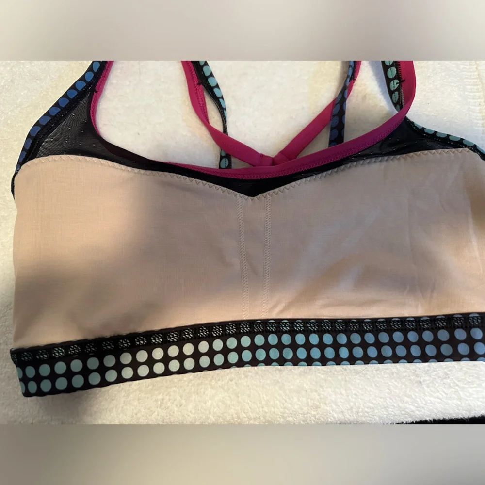 EUC- Lululemon Sweaty‎ Endeavor Cosmic Dot White Multi Bra